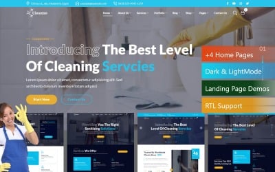 Шаблон Cleanso -  отзывчивый шаблон  5 для клининговых услуг