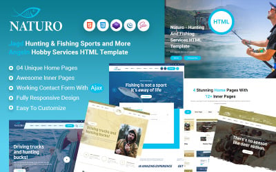 Шаблон Naturo - Охота, Рыбалка, Услуги на открытом воздухе, Хобби, HTML-