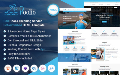 Шаблон Poolio - HTML-шаблон услуг по очистке бассейнов