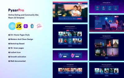 Шаблон Pyaarpro - Шаблон сайта знакомств и сообщества React