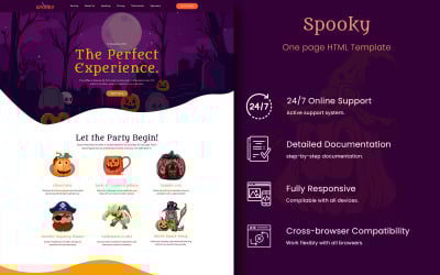 Шаблон Spooky - Одностраничный HTML-шаблон Хэллоуина