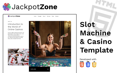 Шаблон JackpotZone ♠ Шаблон   для веб-сайтов онлайн-слотов и казино, который легко настроить